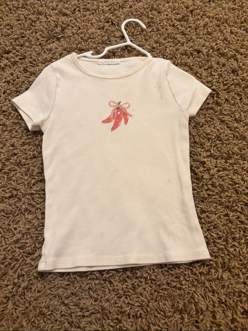 Full Tilt White Kids Tee with Pink Chili Graphic